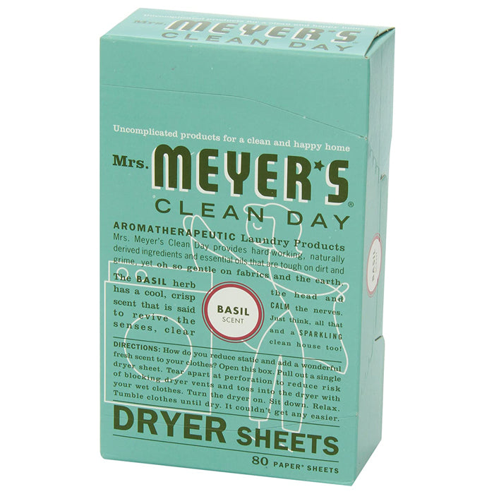 Mrs. Meyer's - Dryer Sheet, Basil, 80-Pack