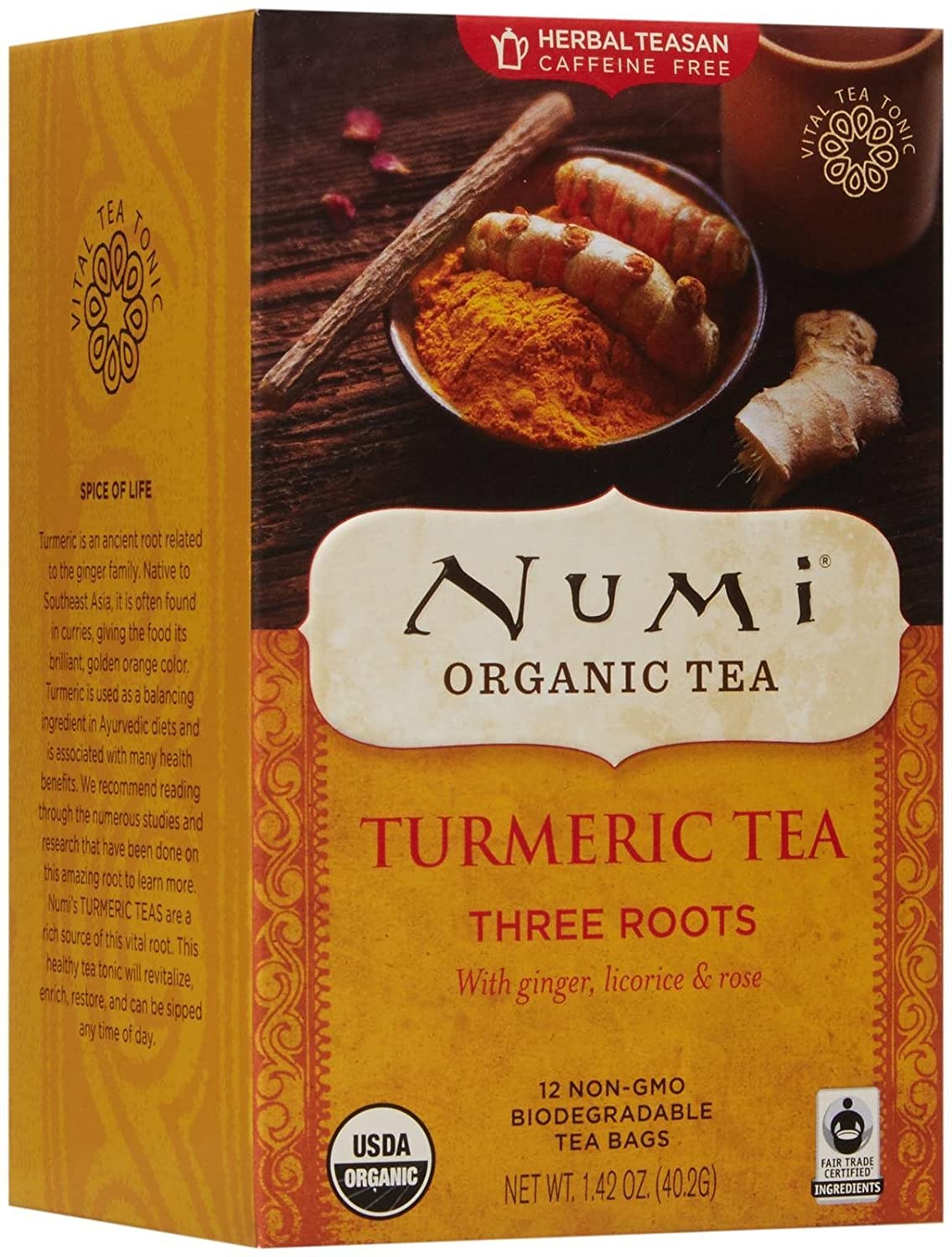 Numi Organic Tea Turmeric Three Roots - 12 CT | Pack of 6