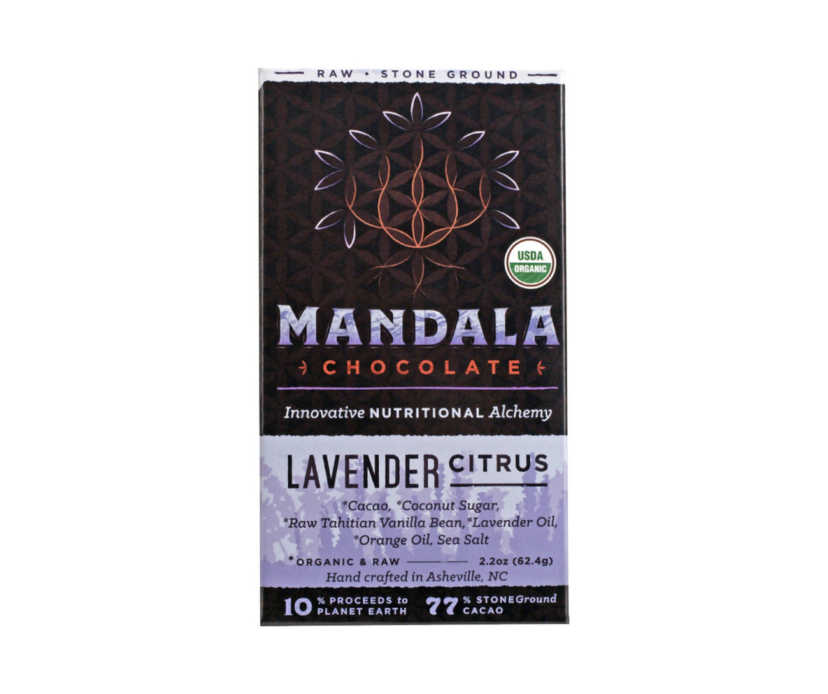 Organic 77% Cacao Lavender Citrus Chocolate Bar - 6 x 2.2oz