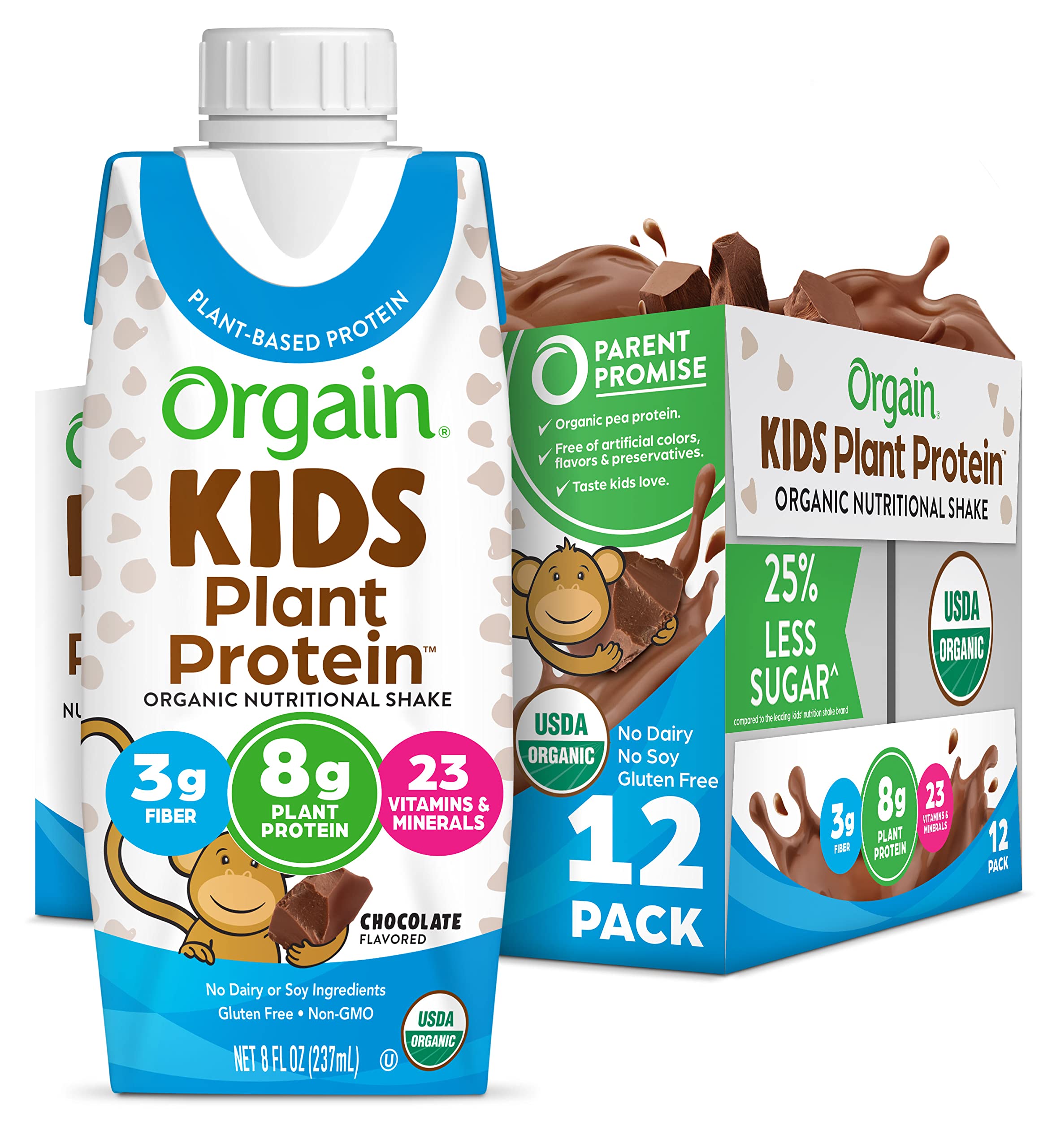 Orgain Kid Protein Ready-to-Drink Chocolate Organic 8.25 FO - Pack of