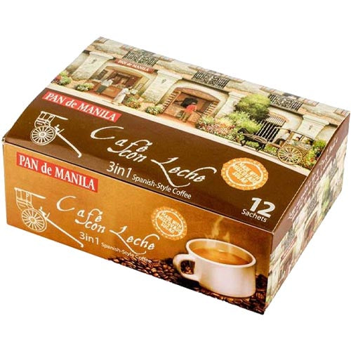 Pan de Manila - Cafe con Leche - 3 in 1 Spanish Style Coffee (12 Sachet) - 21 G