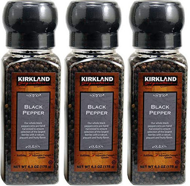 Kirkland Black Pepper with Grinder, 6.3 oz. (Pack of 3)