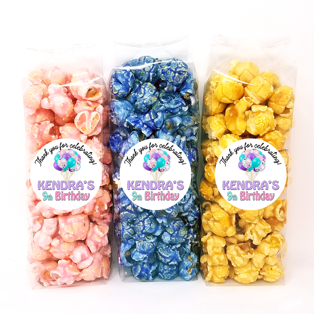Pink and Purple Birthday Balloons - Popcorn Party Favors