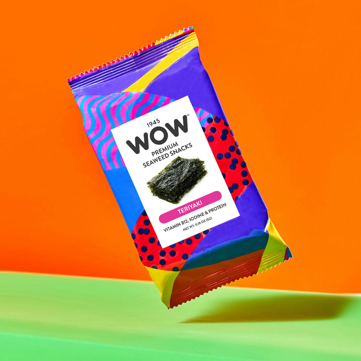 1945 WOW Seaweed Snacks, Single Origin - Teriyaki Pack - 72 Packs x 1.05oz case