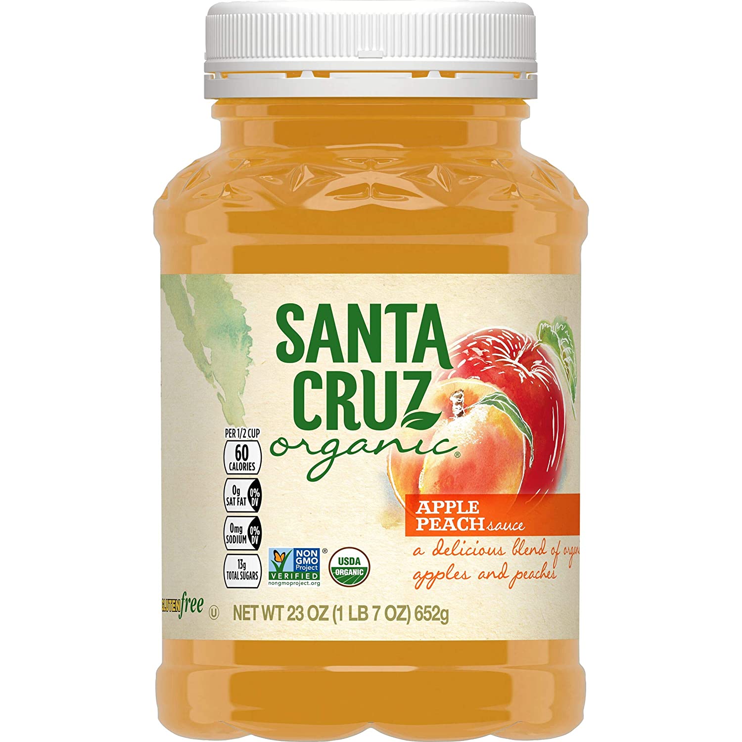 Santa Cruz Organic Apple Peach Sauce, 23 Ounce | Pack of 12