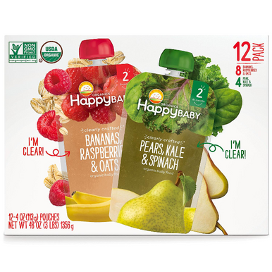Happy Baby Clearly Crafted Multi-Pack Organic Baby Food, 4 oz. (12 pack)