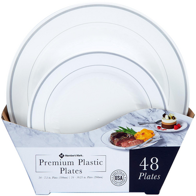 Member's Mark Premium Plastic Heavyweight Plates Combo Pack, 48 ct.