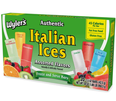 Wyler's Authentic Italian Ices Original Flavors 1.5 oz Pops, 20 Count