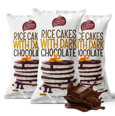 Rice Cakes with Dark Chocolate, Kosher for Passover (Pack of 3)