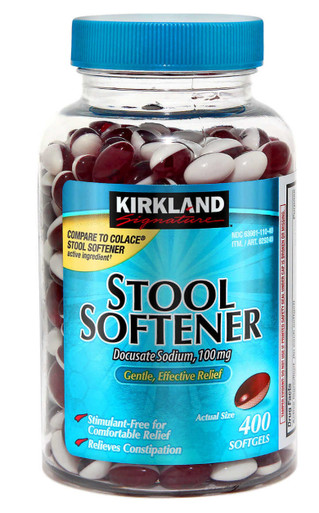 Kirkland Signature Stool Softener, Docusate Sodium, Gentle Relief, 100mg, 400 Softgels