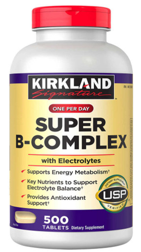 Kirkland Signature Super B-Complex with Electrolytes, 500 Tablets
