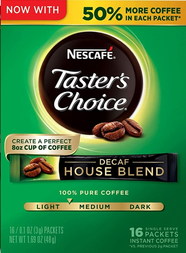 Nescafe Taster's Choice Decaf Instant Coffee Singles 16 count