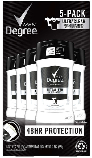 Degree Men UltraClear Black & White Antiperspirant Deodorant, 2.7 oz, 5 Pack