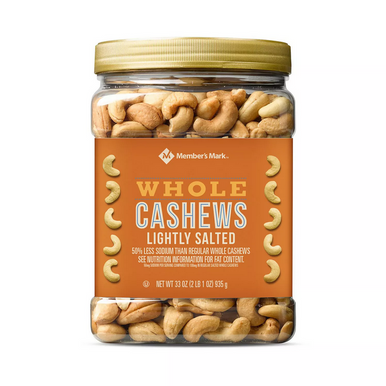 Member's Mark Lightly Salted Whole Cashews, 33 oz.