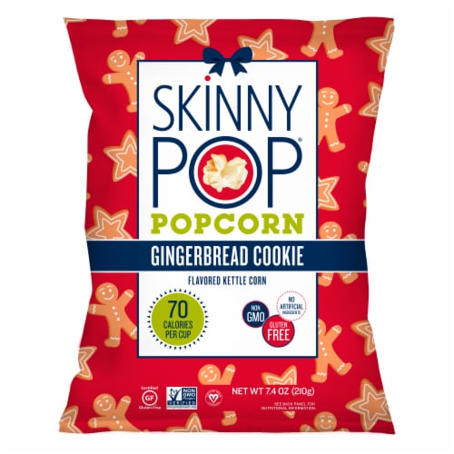 SkinnyPop Gingerbread Cookie Flavored Kettle Corn, 7.4 Oz | Pack of 6