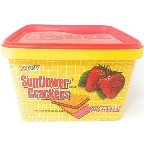 Sunflower Crackers - Strawberry in Plastic Can - 800 G