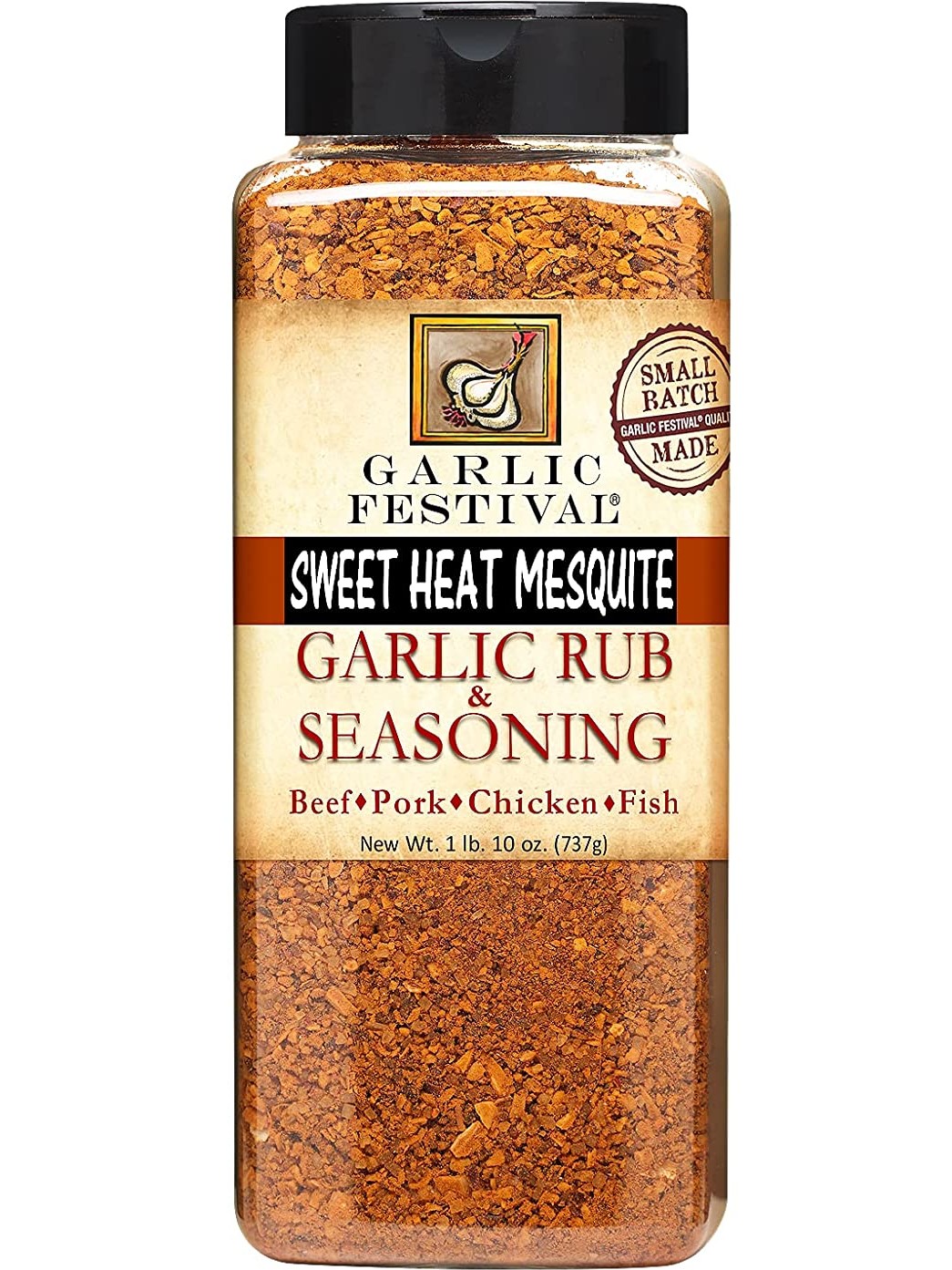 Sweet Heat Mesquite Garlic Rub & Seasoning 1lb10oz Garlic Festival Foo