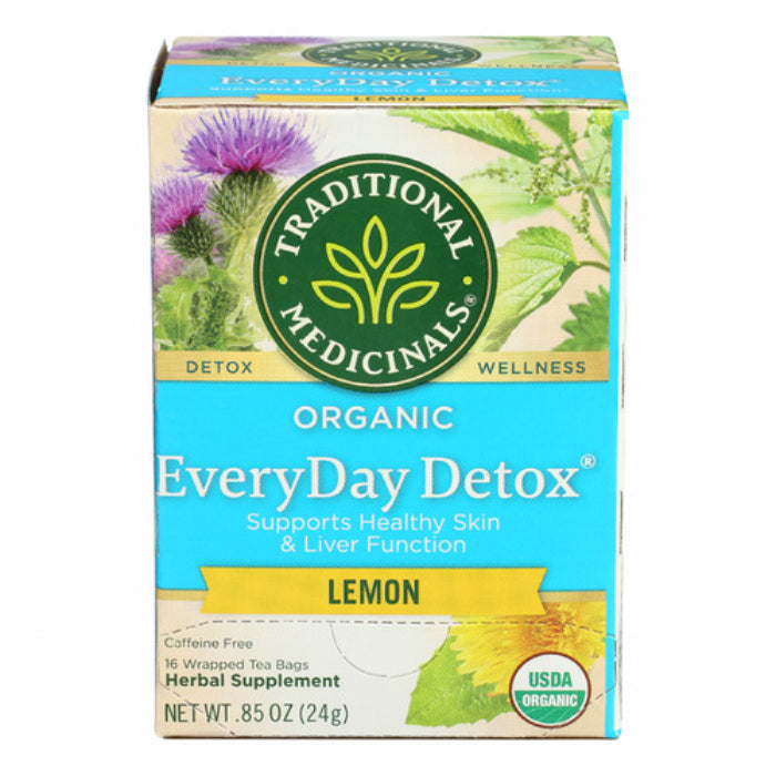 Traditional Medicinals – Everyday Detox Lemon Tea, 16 Bags | Pack of 6