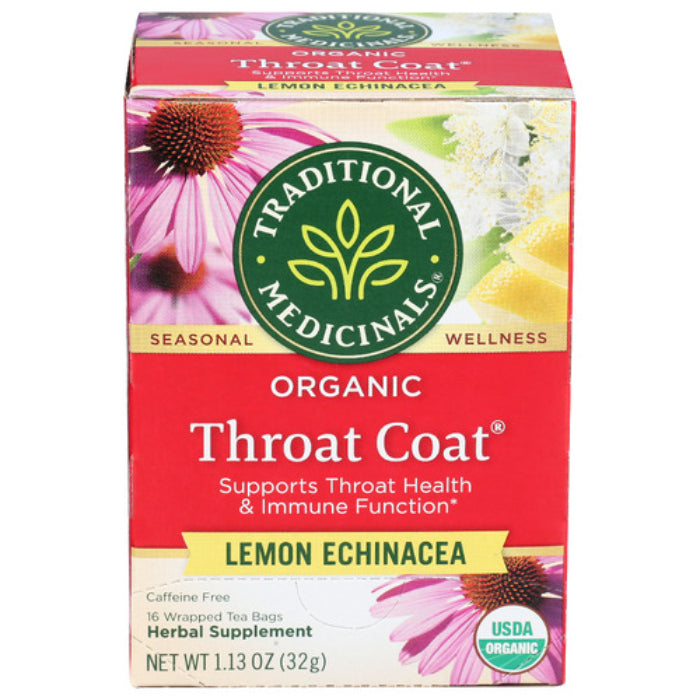 Traditional Medicinals – Throat Coat Lemon Tea, 16 Bags | Pack of 6