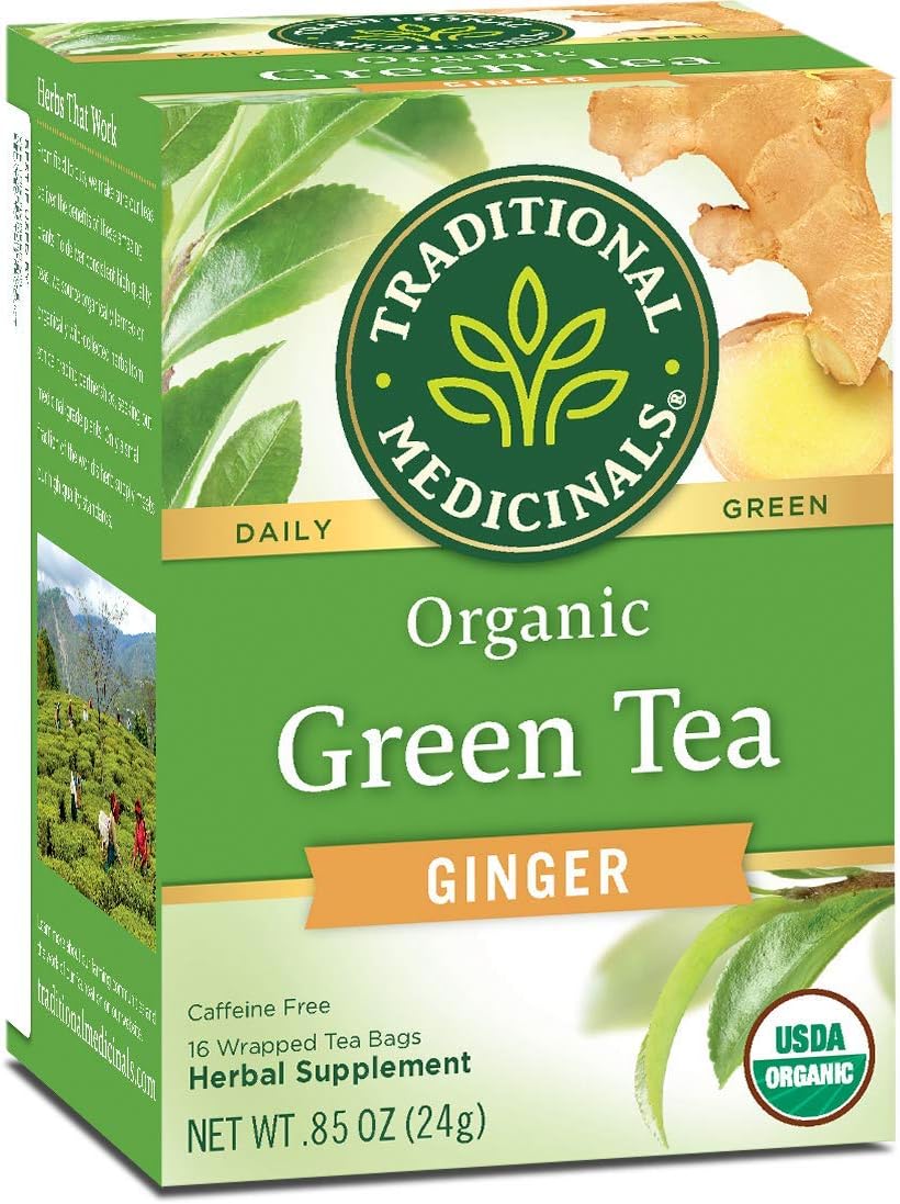 Traditional Medicinals – Green Ginger Organic Tea, 16 Bags | Pack of 6