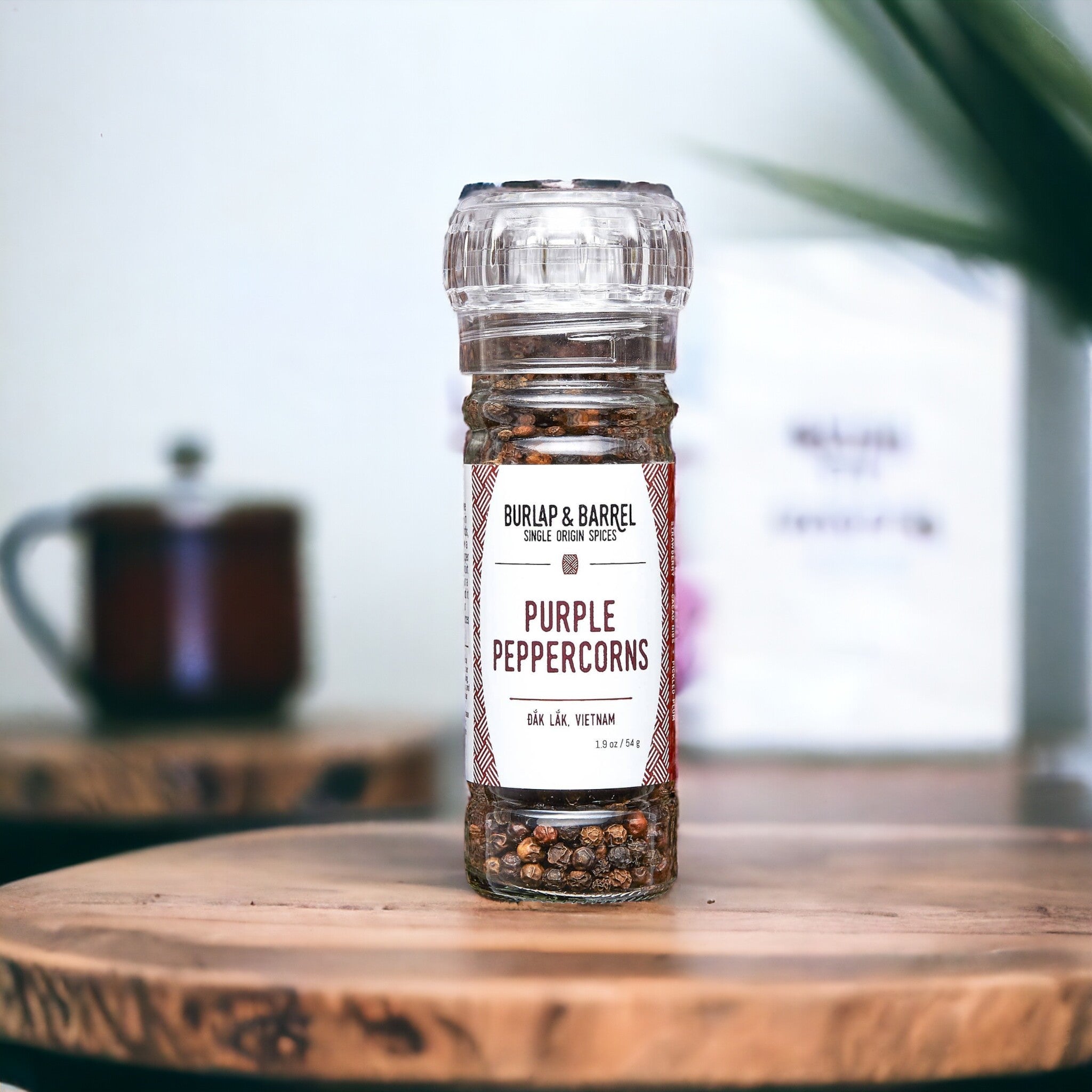 Burlap & Barrel | Purple Peppercorns with Grinder - Single Origin Spic