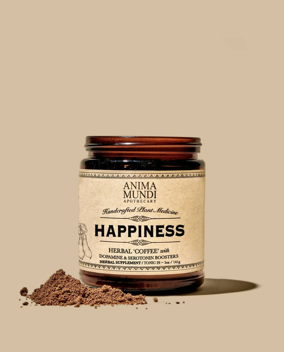 Happiness Powder: Herbal Coffee, Seratonin, Dopamine, 100% Organic - 4 Jars x 5oz
