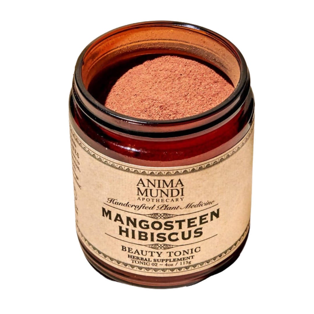 Mangosteen Hibiscus Powder | Organic Vitamin C Supplement Superfood Tonic - 4-Jars x 4oz