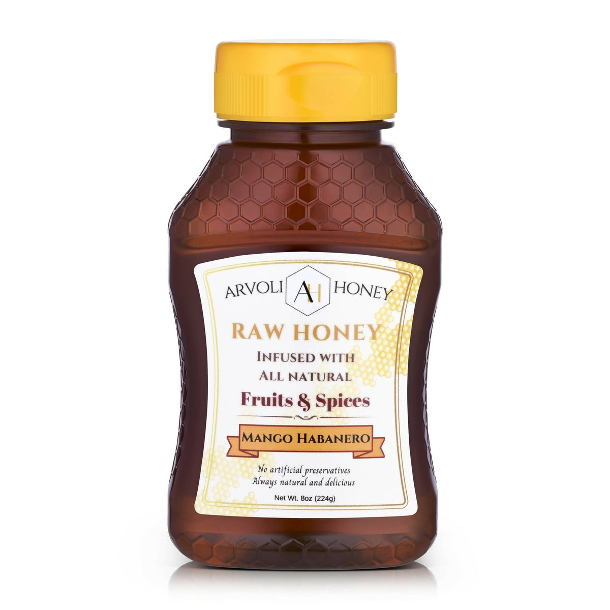 Arvoli Honey Mango Habanero Honey Bottles - 12 bottles x 8 oz