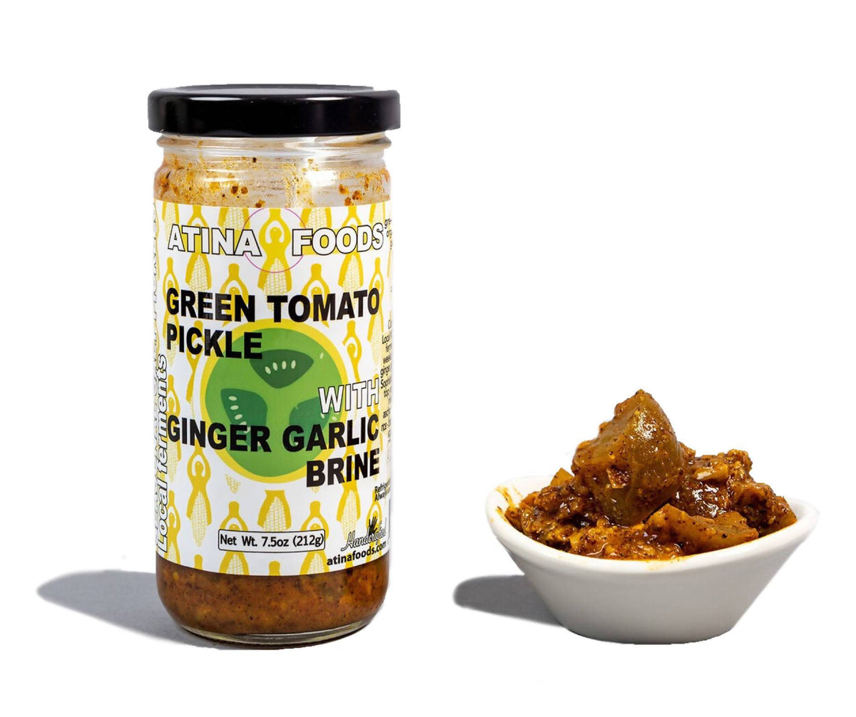 Green Tomato Pickle with Ginger Garlic Brine - 12 Jars x 8oz