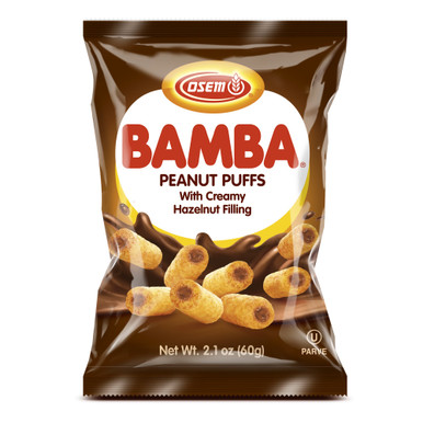 Osem Bamba Peanut Puffs with Hazelnut Cream Filling, 2.1 oz