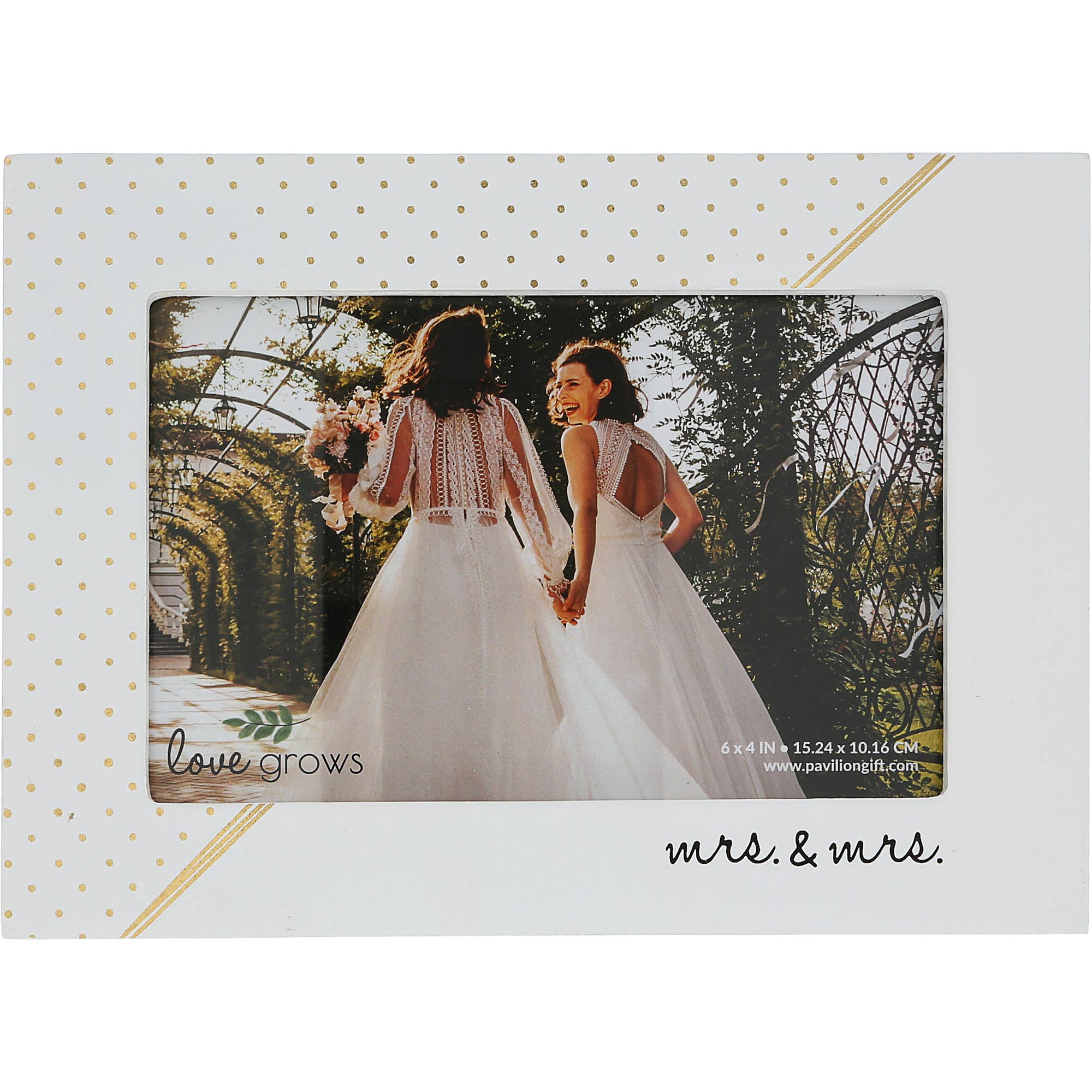 "Mrs. & Mrs." Rustic Whitewashed 7.5" x 5.5" Photo Frame - Holds 6" x