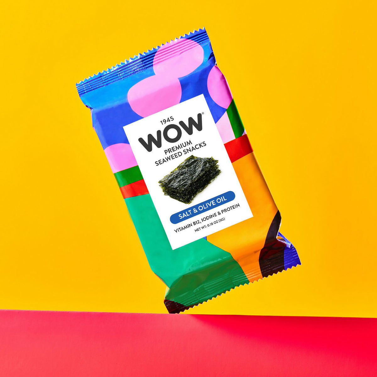1945 WOW Seaweed Snacks, Single Origin - Salt & Olive Oil Pack - 72 Packs x 1.05oz case