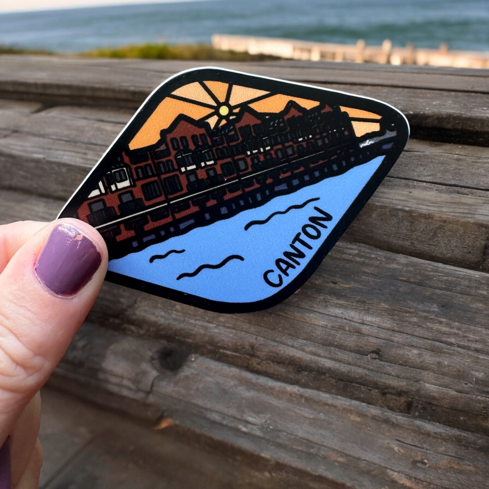 the letters mdn - Canton Baltimore Maryland Badge Vinyl Sticker