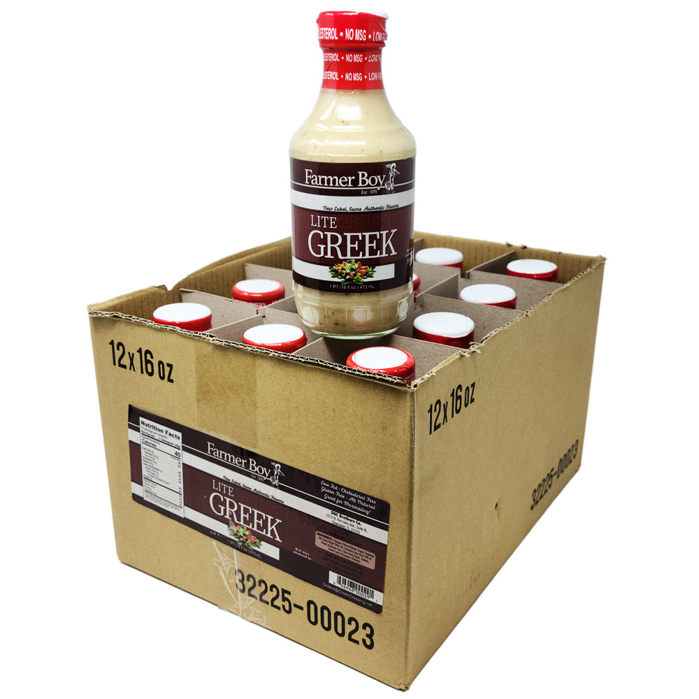 Case of 12 Farmer Boy Restaurant Lite Greek Dressing