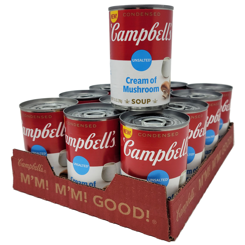 CASE OF 12 - Campbell's Condensed Unsalted Cream of Mushroom Soup -10.
