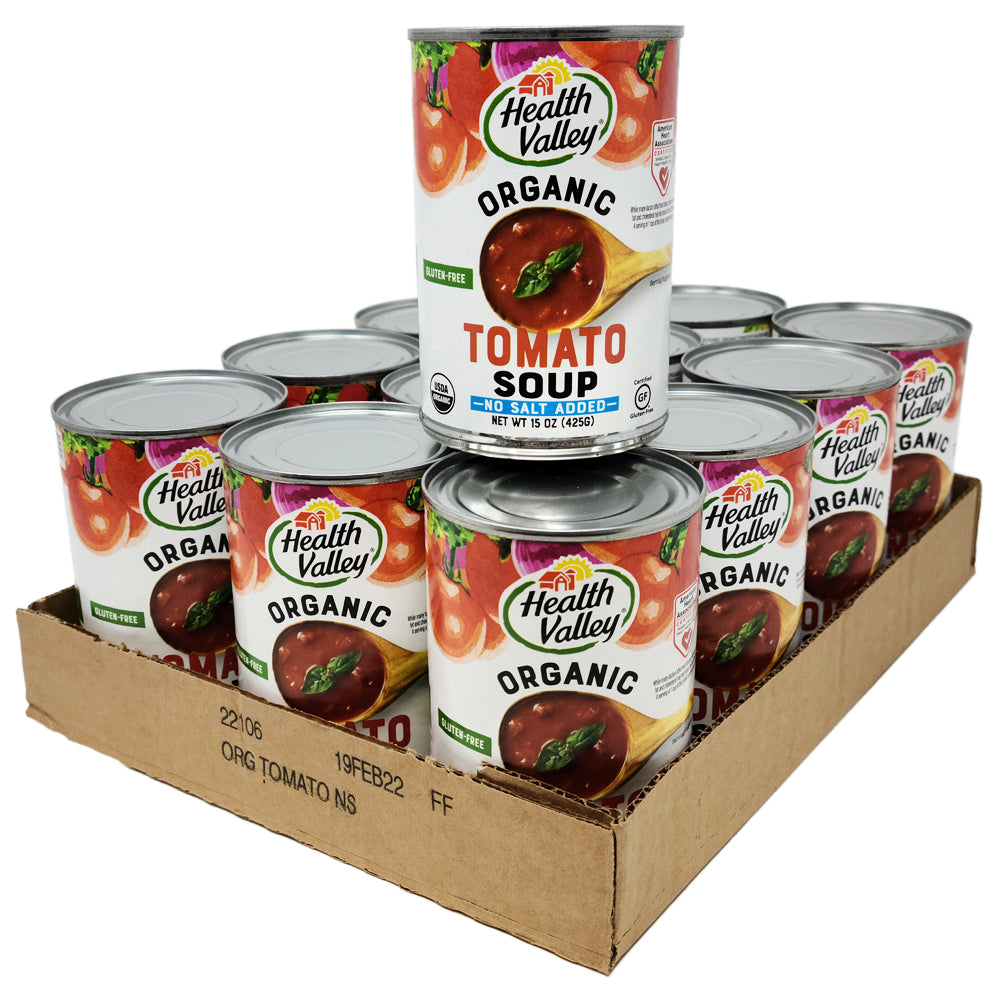 Case of 12 Health Valley No Salt Added Tomato Soup