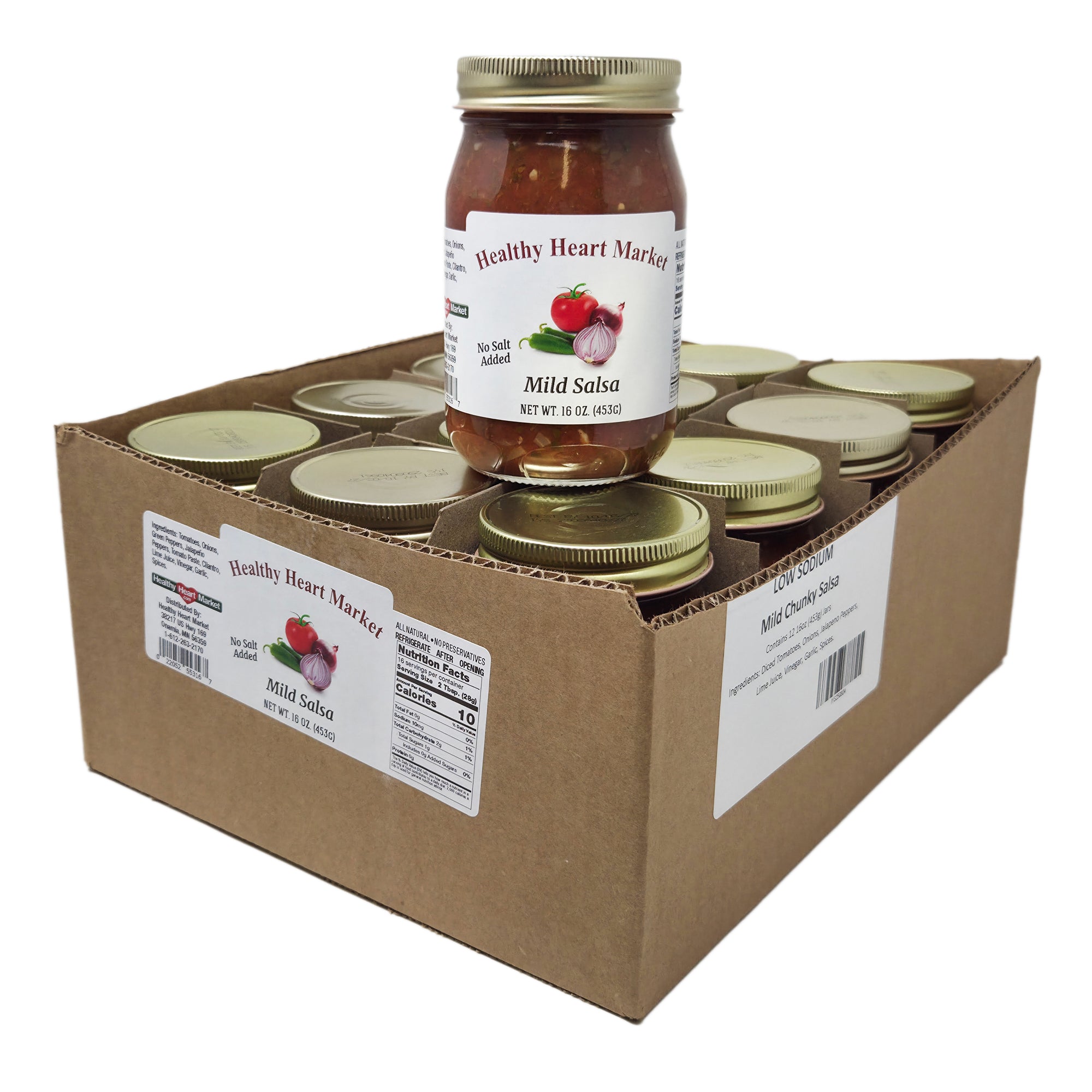Case of 12 Healthy Heart Market No Salt Added Mild Salsa - 16oz.