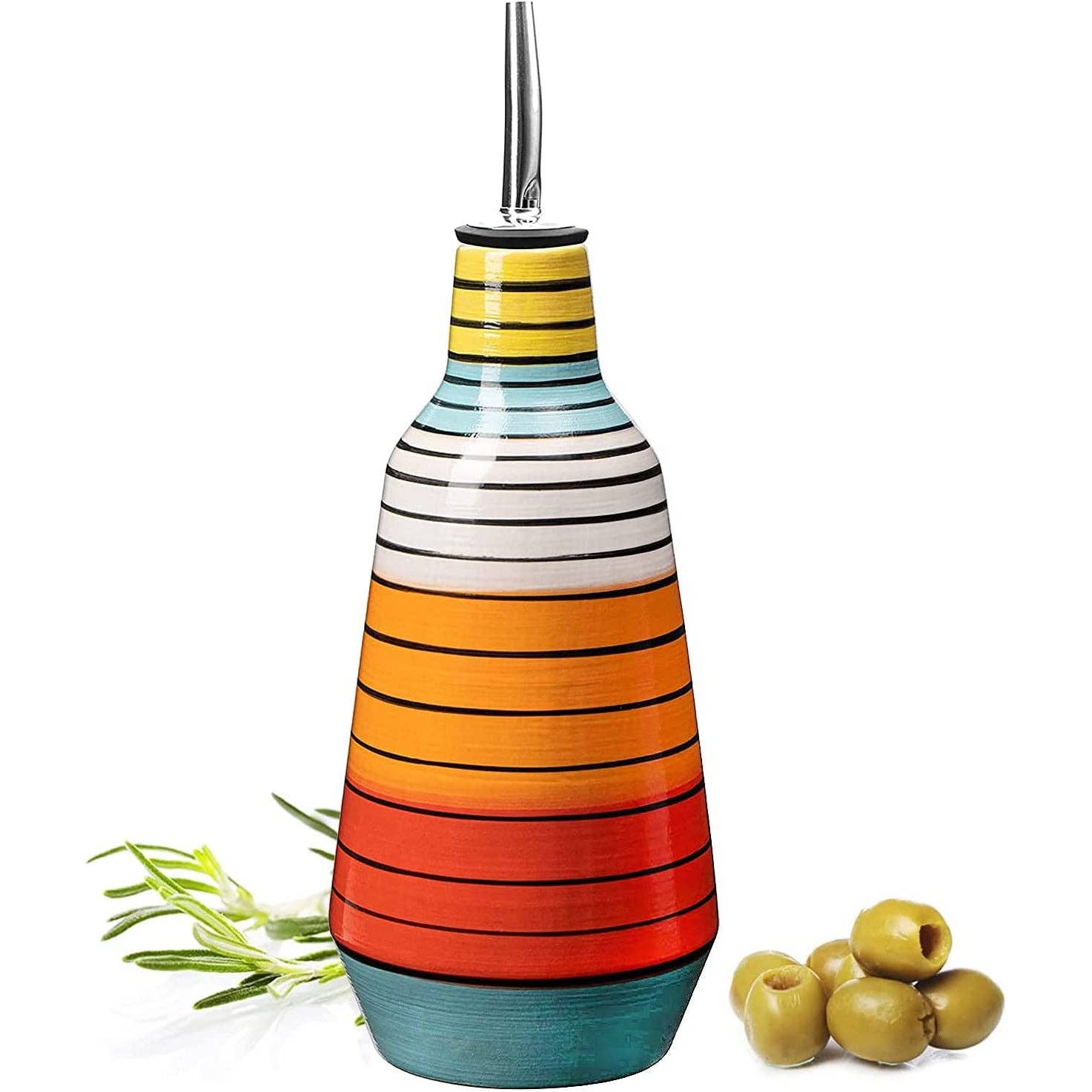 Elegant Drip-Free Ceramic Oil & Vinegar Dispenser - Misty Stream Cruet