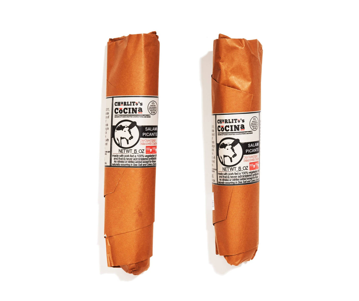 Charlito’s Cocina Salami Picante - Dry Cured Spicy Salami - 16 x 5oz