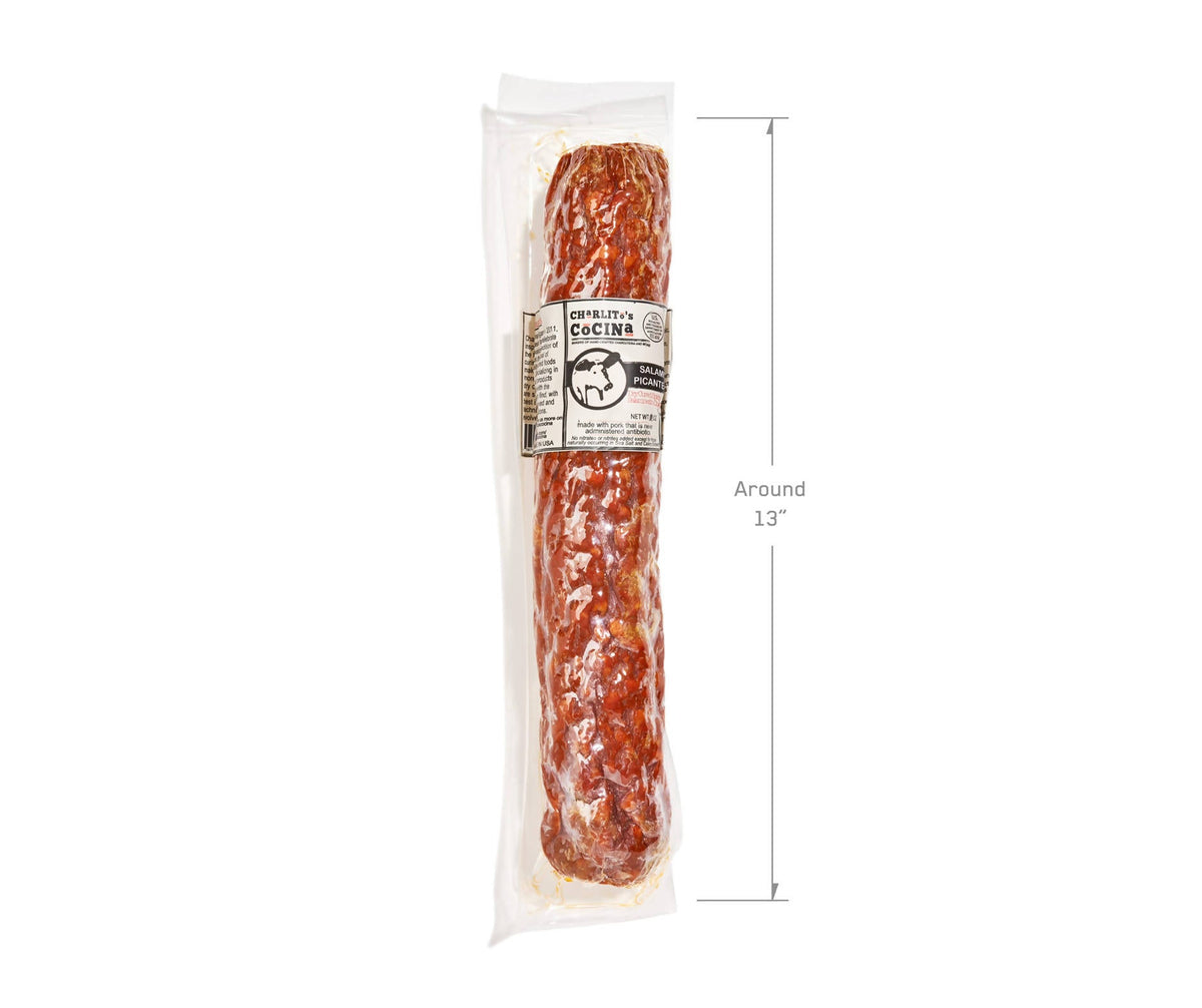 Charlito’s Cocina Salami Picante - Foodservice Dry Cured Spicy Salami - 6 x 1.5 LB
