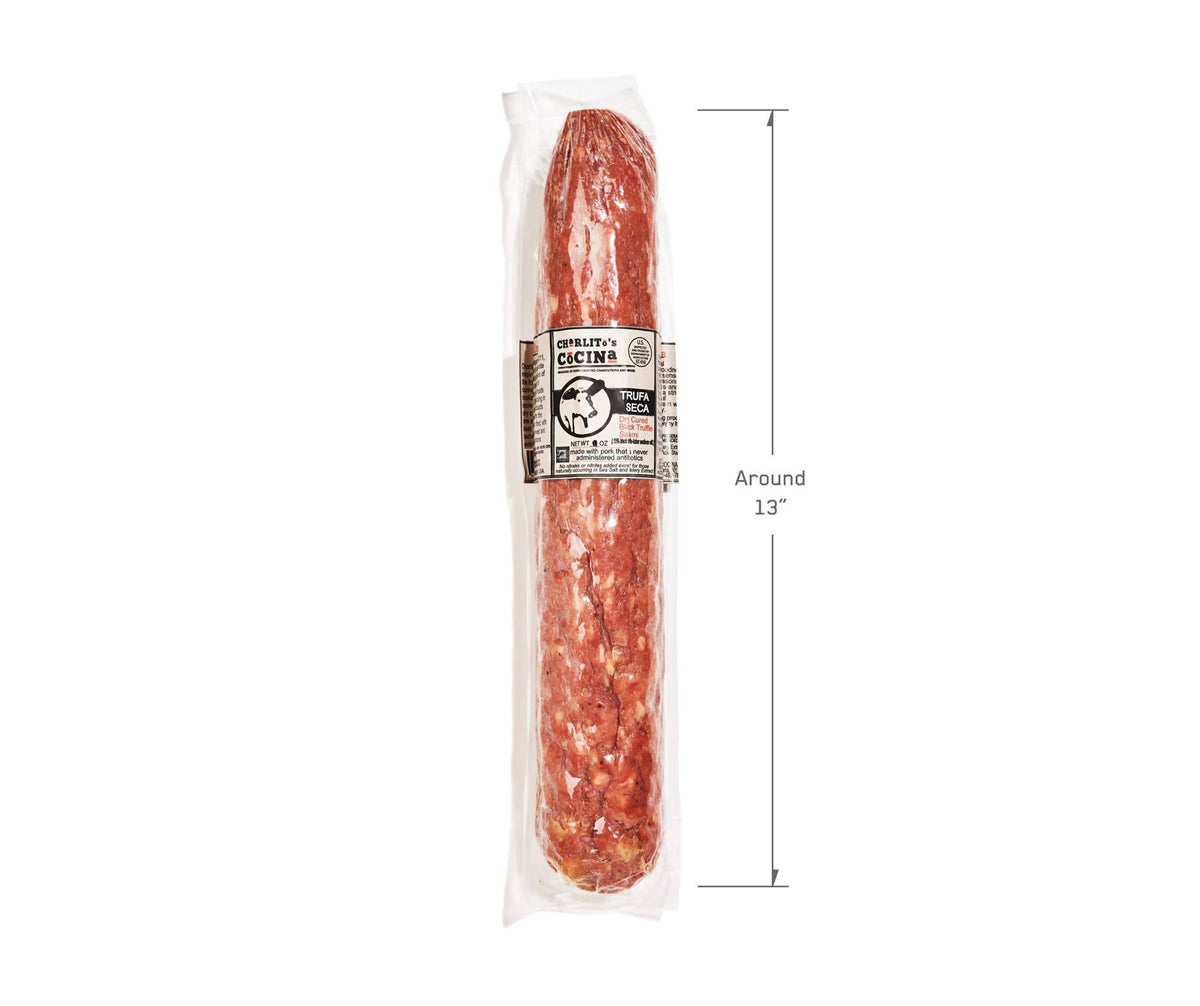 Charlito’s Cocina Trufa Seca - Foodservice Dry Cured Black Truffle Salami - 6 x 1.5 LB