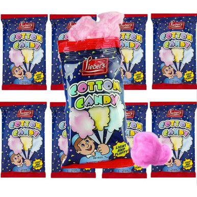 Lieber's Cotton Candy, Light and Fluffy, Variety Pack of Red and Blue Flavors, (Pack of 8)