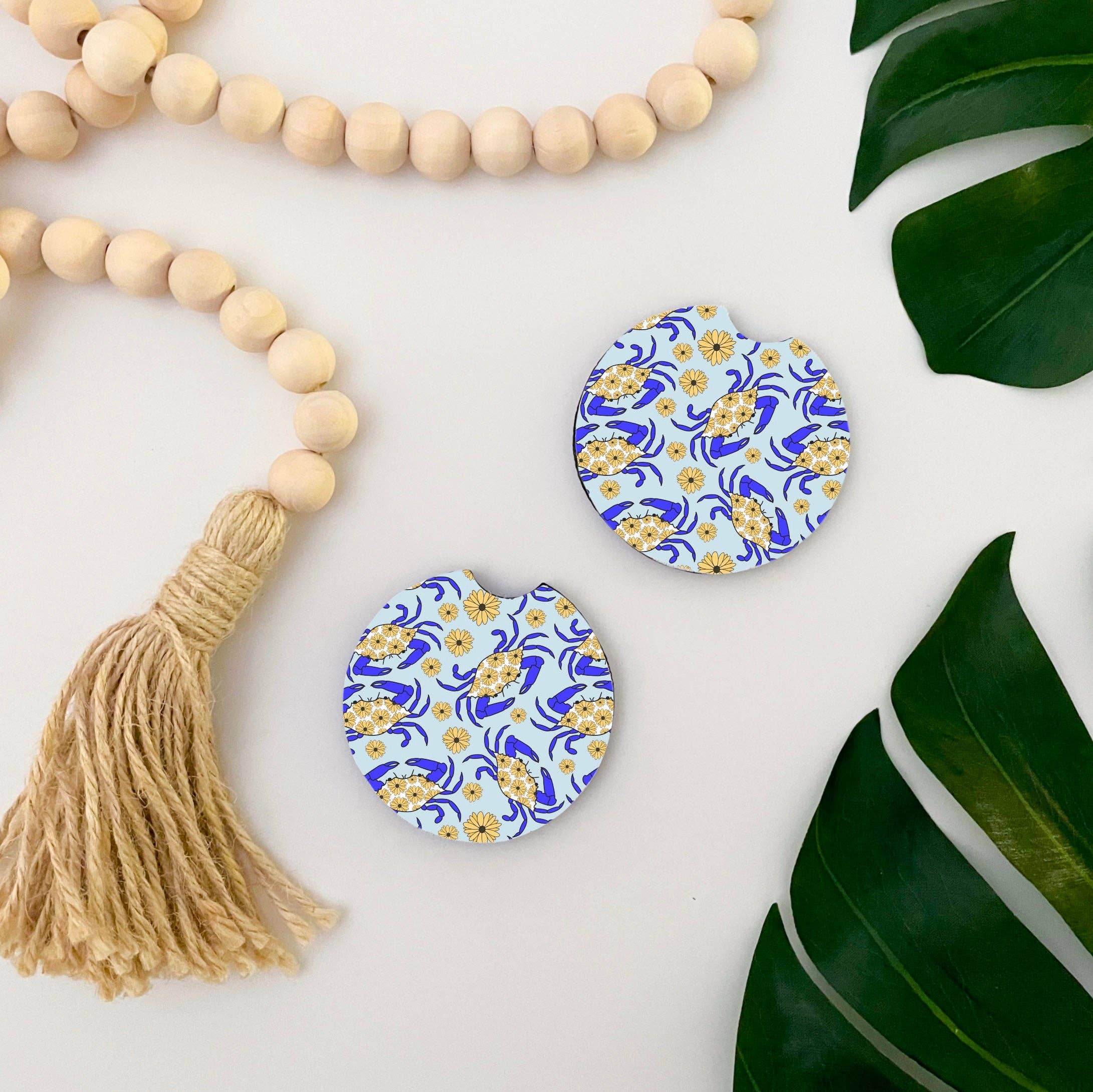 Jami Creates - Blue Maryland Crab Car Coasters