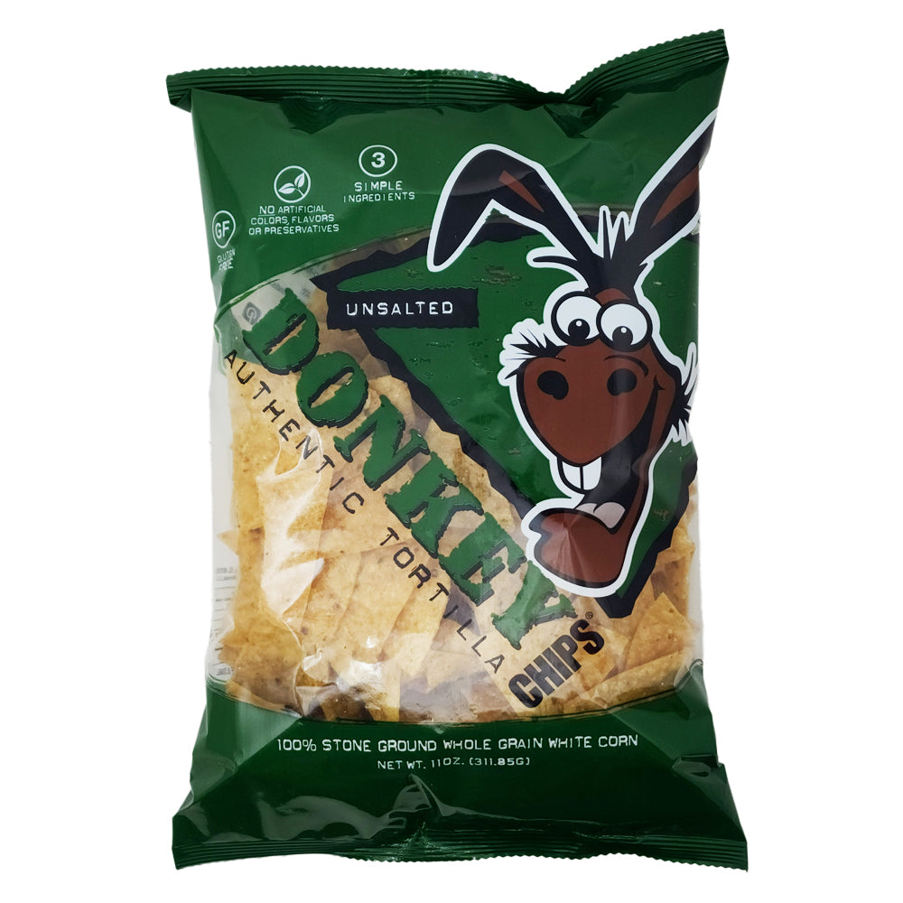 Donkey Unsalted Authentic Tortilla Chips- 11 oz.