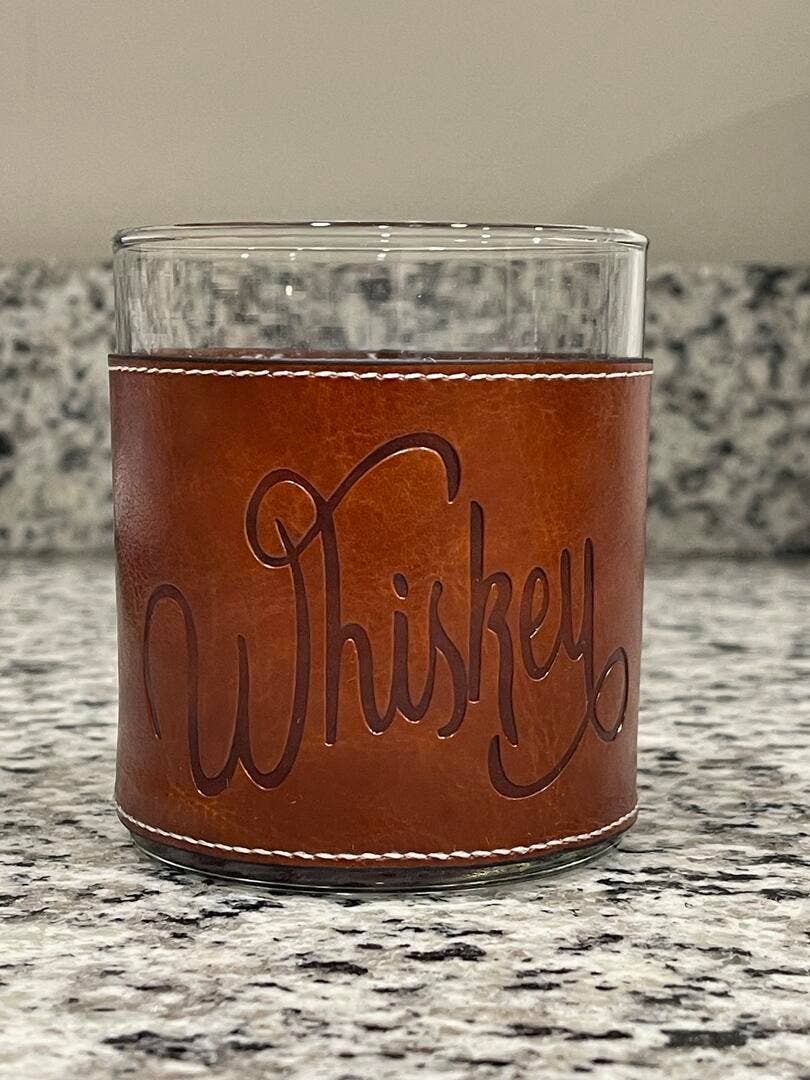 Barrel Down South - Whiskey Word Faux Leather Rocks Glass