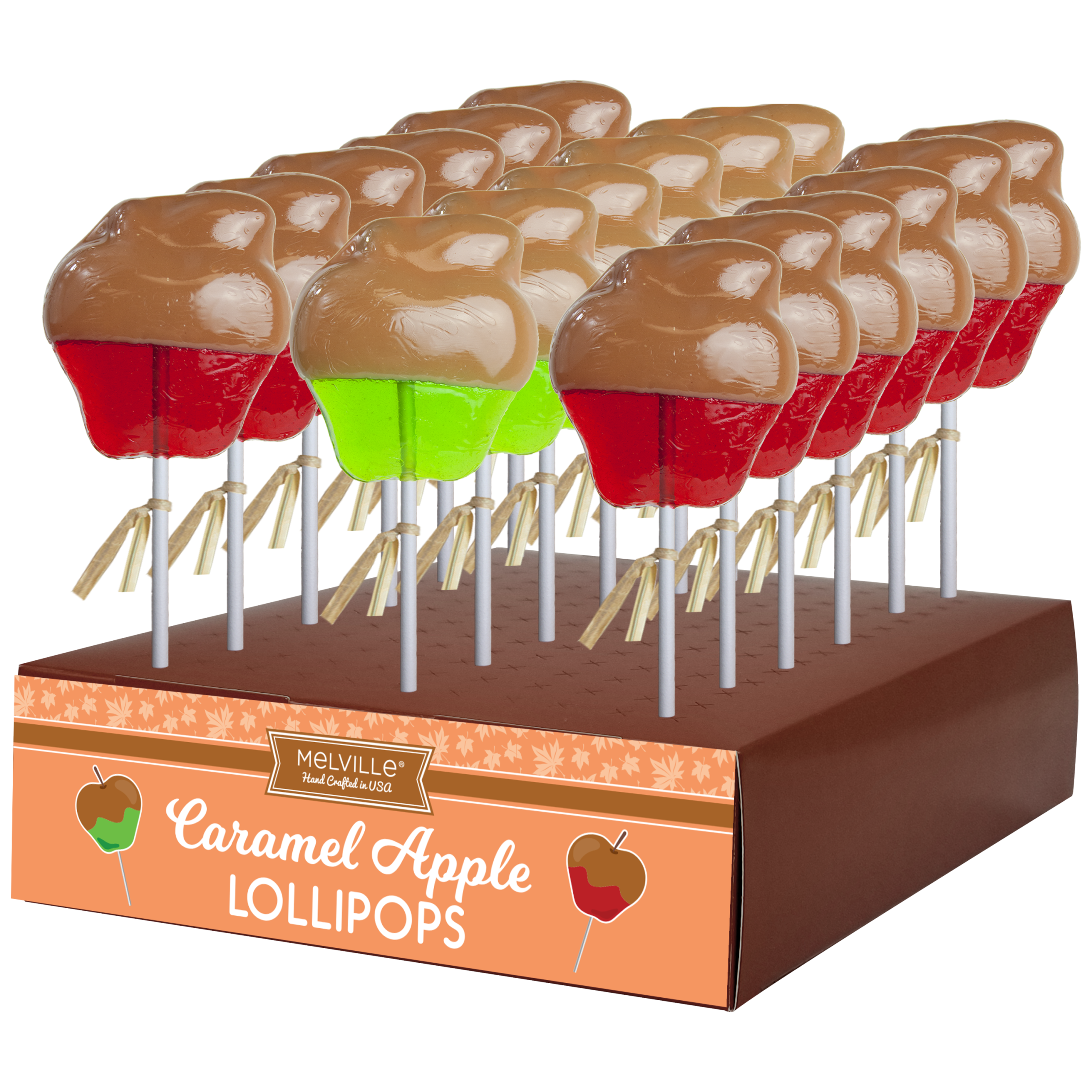 Melville Candy Company - Caramel-Dipped Apple Lollipops - Red & Green: