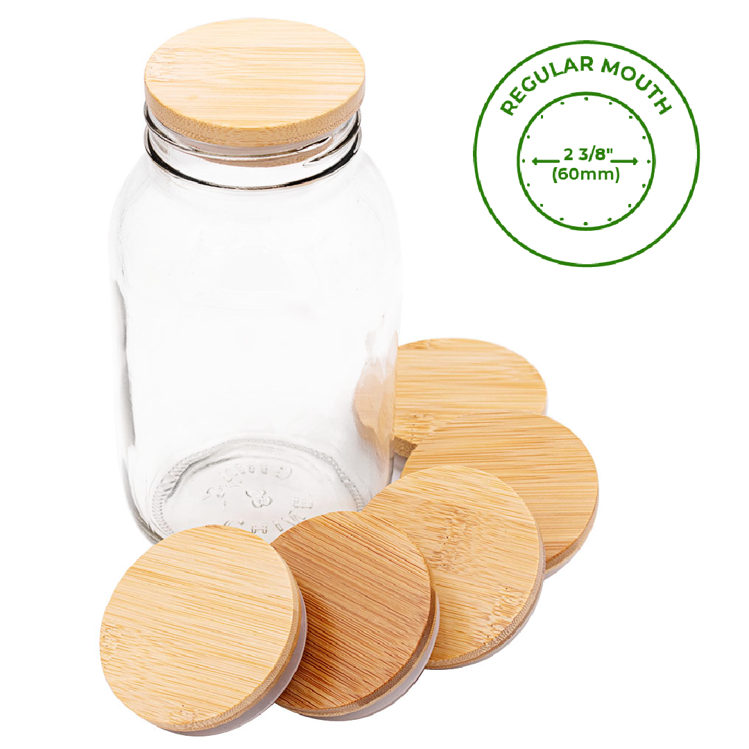 Mason Jar Lifestyle - Bamboo Storage Stopper Lids for Mason Jars: Regu