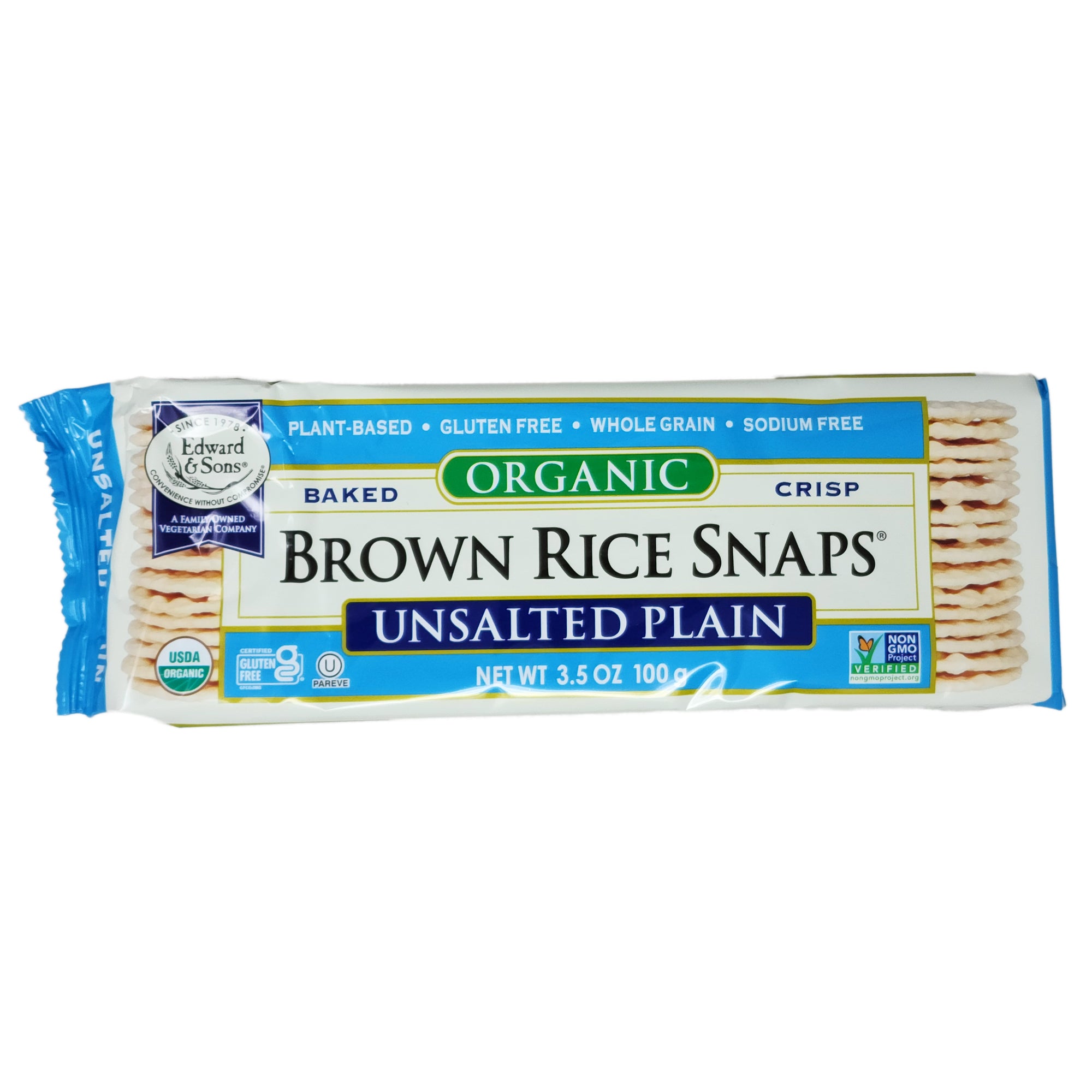 Edward and Sons Brown Rice Snaps Unsalted Plain