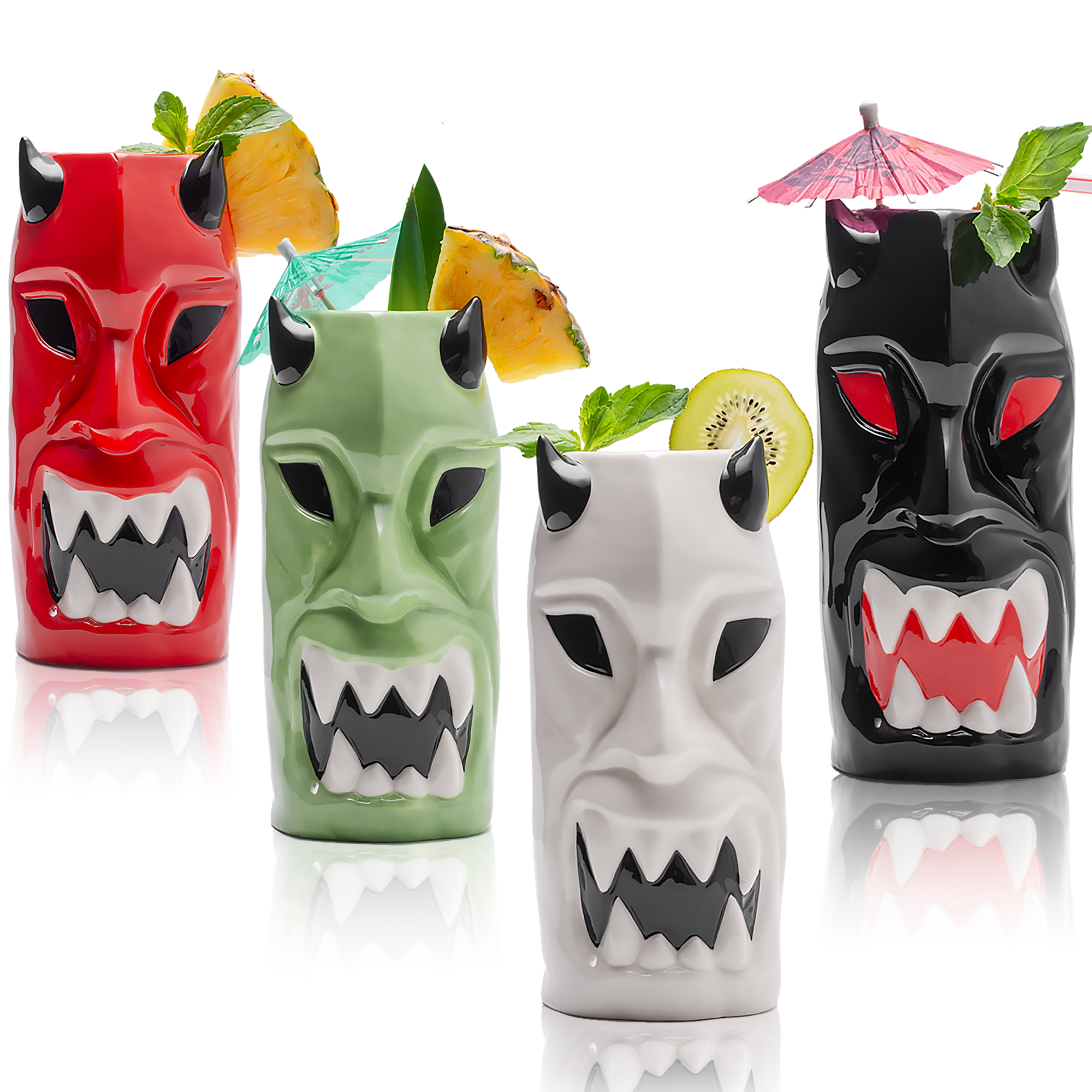 Lemonsoda - Ceramic Horned Tiki Hawaiian Mugs