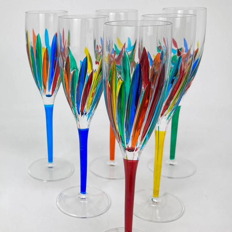 Enchanted Champagne Glasses, Hand-Painted Italian Crystal